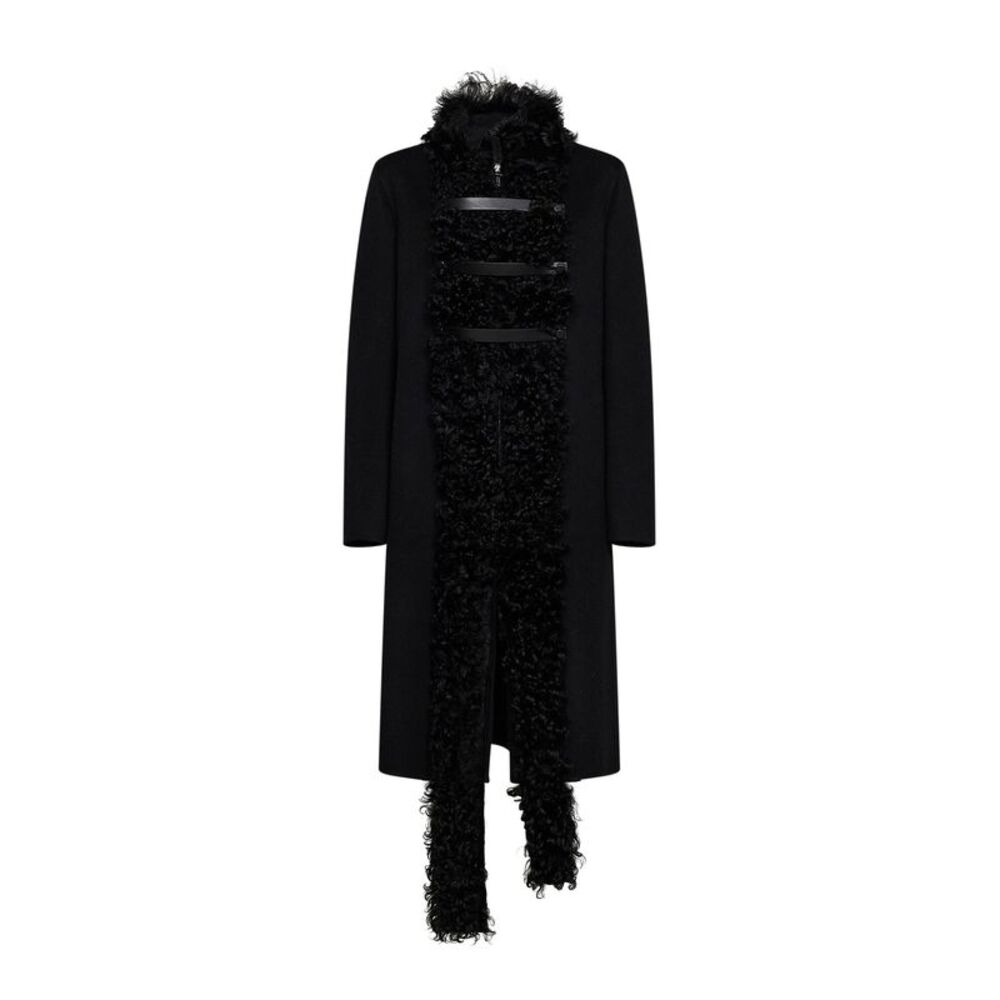 Fendi Women Black Double-Sided Wool-Blend And Shearling Coat